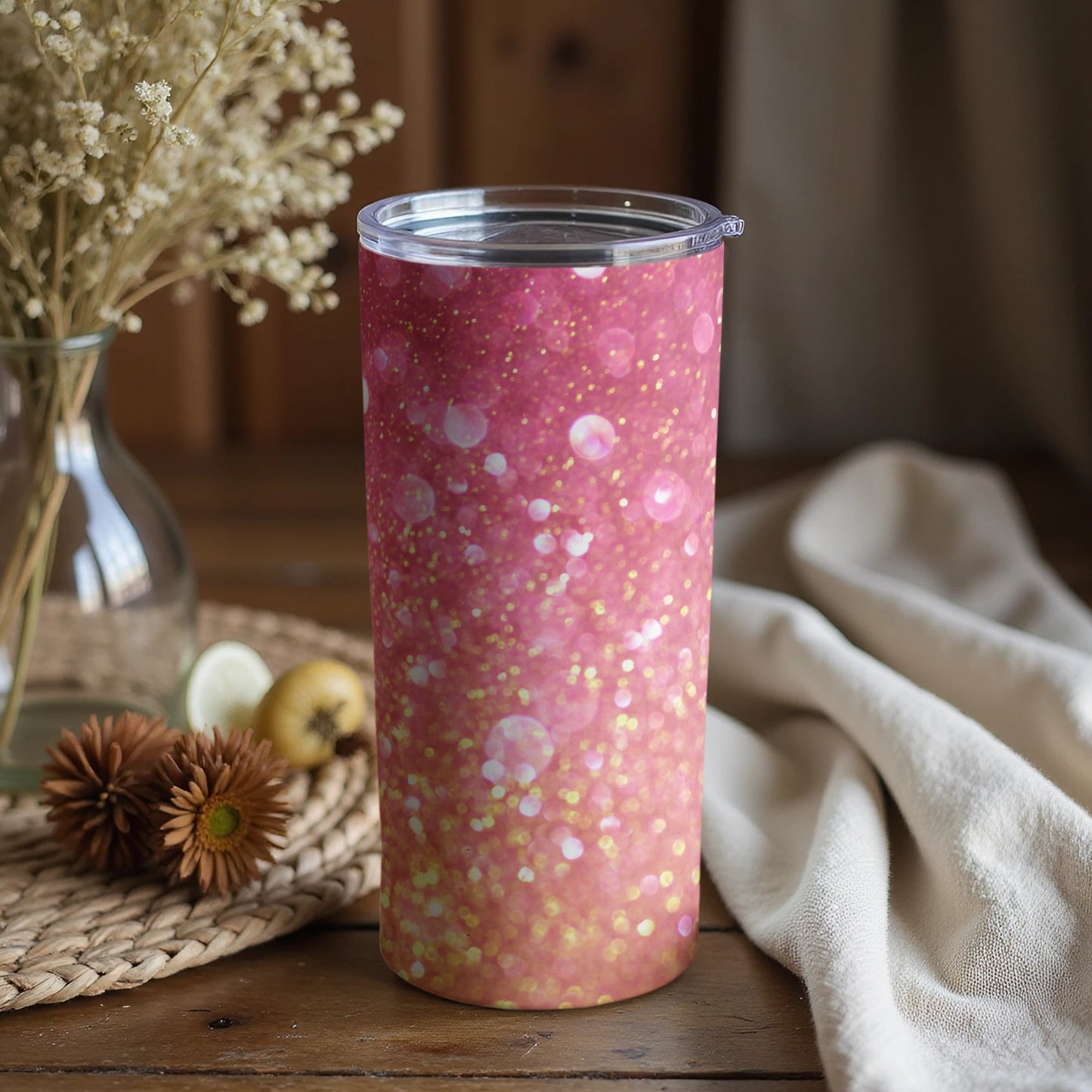 Sparkling Pink Bubble Design Tumbler Product