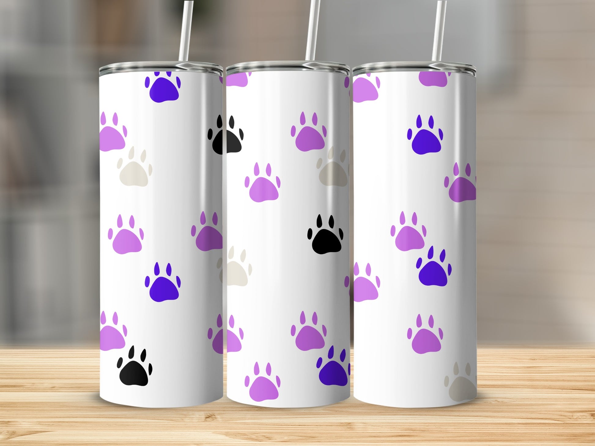 Colorful Paw Print Design Stainless Steel Tumbler
