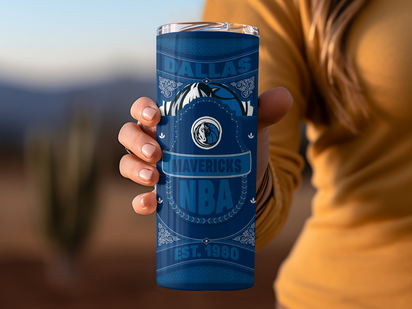 Dallas Mavericks NBA Team Est 1980 Blue Pattern Tumbler