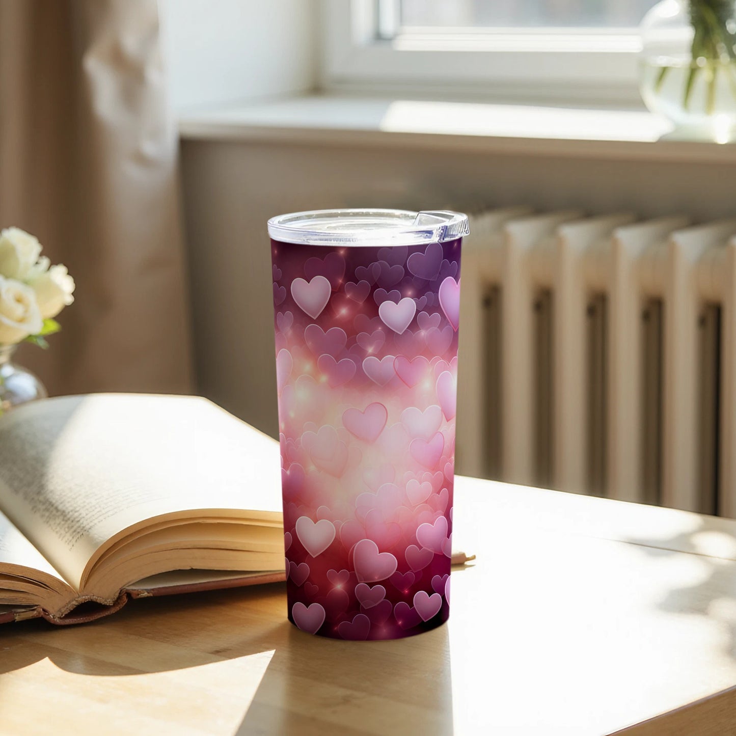 Enchanting Heart Pattern Tumbler for Coffee Lovers