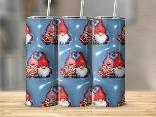 Cute Gnome Couple Blue Background Tumbler Product