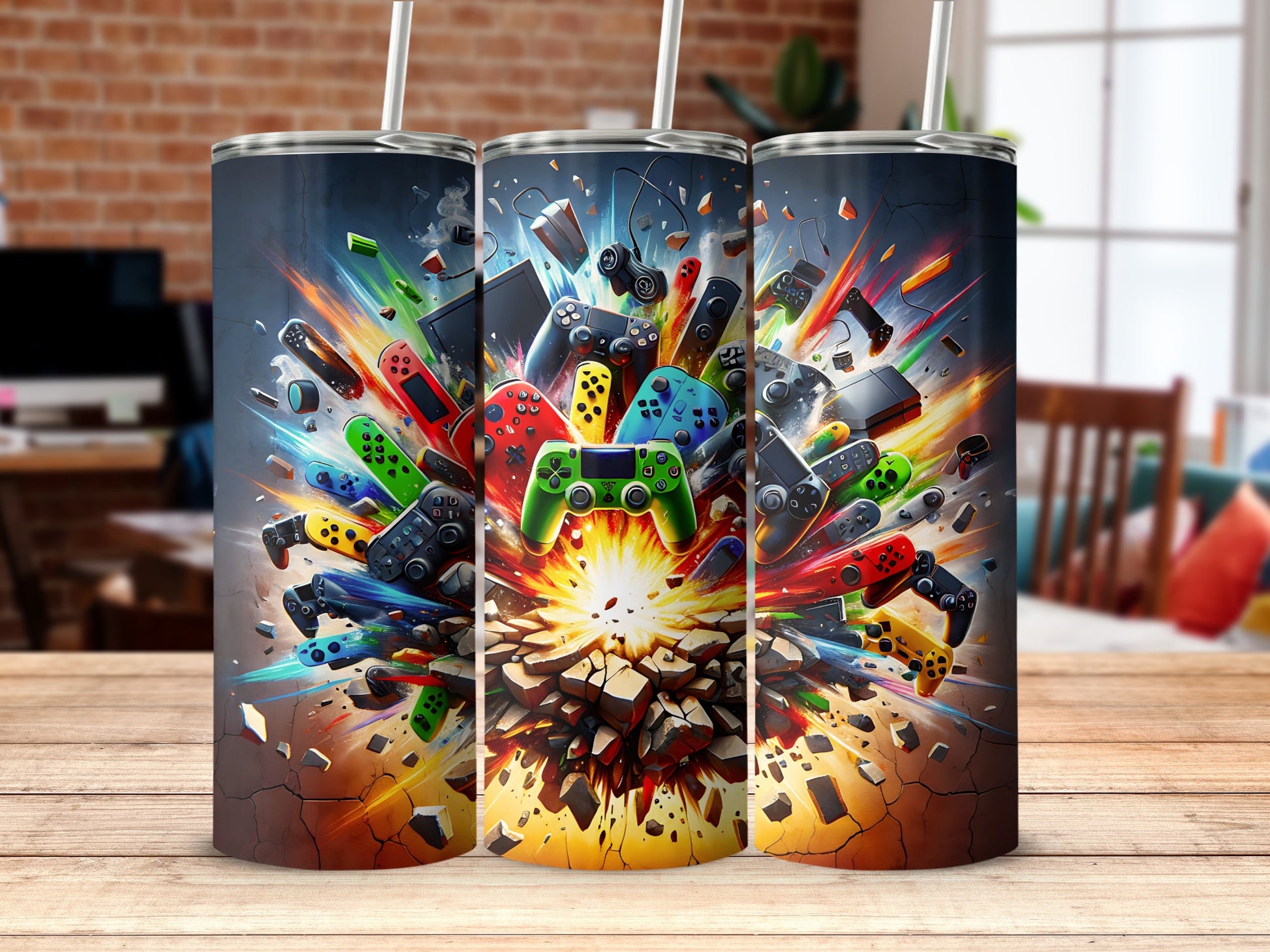 Game Controller Explosion Design Tumbler