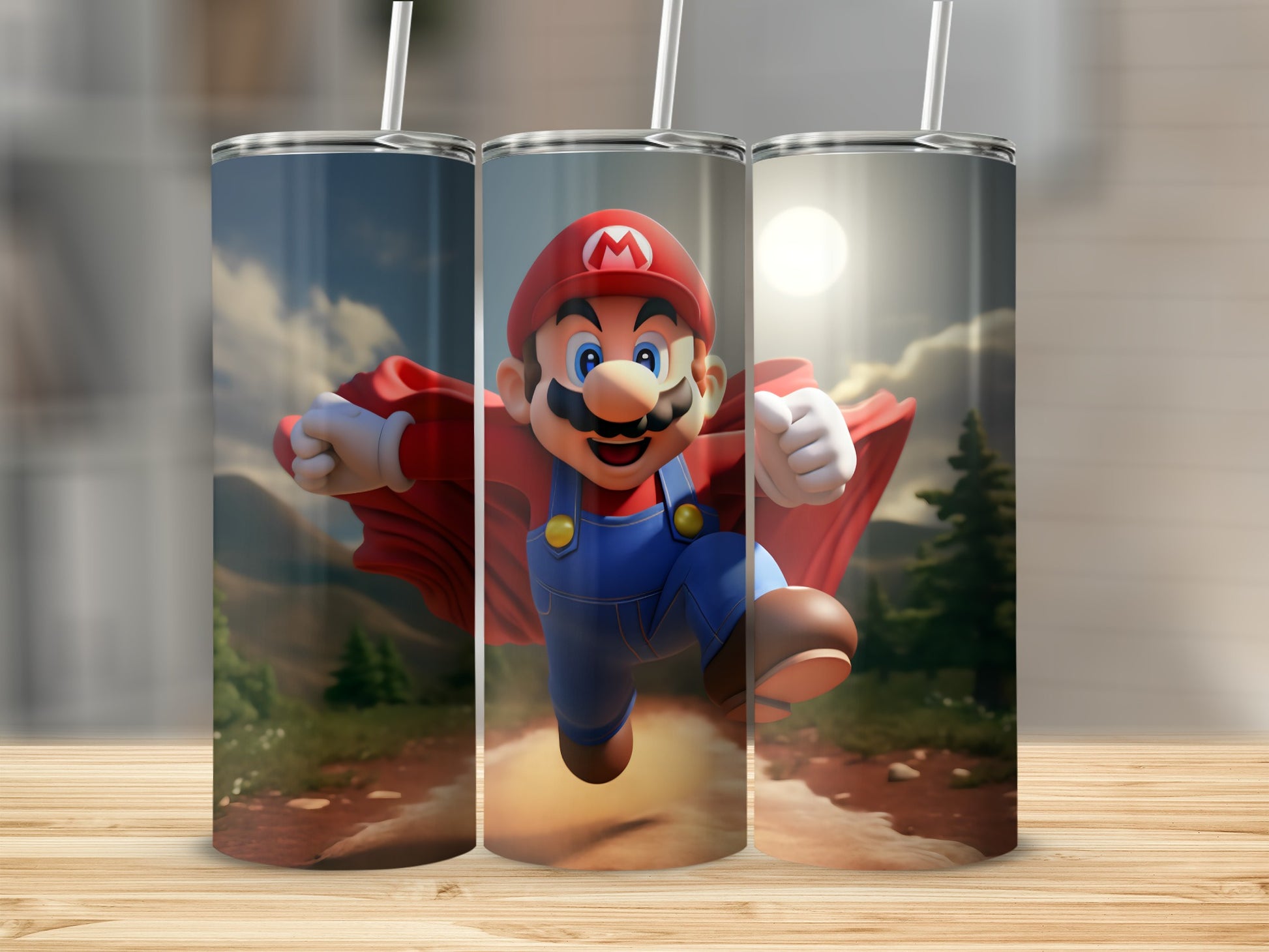 Superhero Plumber Character Tumbler with Straw