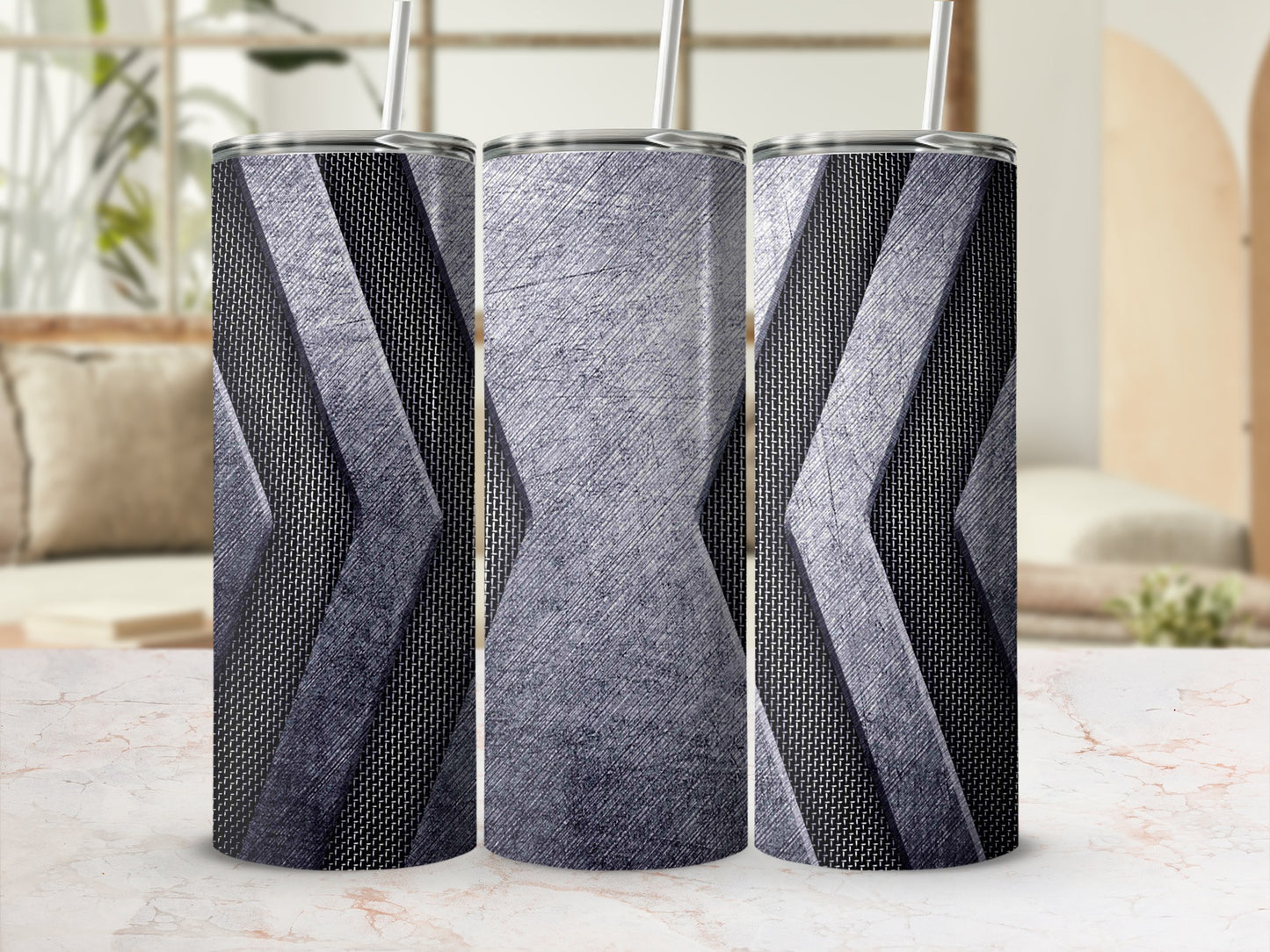 Black Mesh Light Gray Diagonal Pattern Geometric Tumbler Product Type