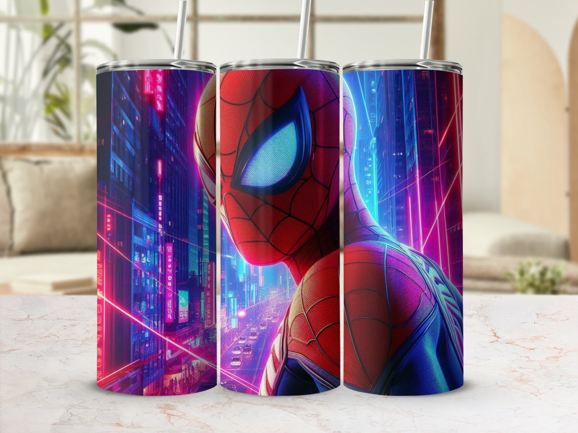 Spider-Man Cityscape Design Tumbler 20 oz Cup