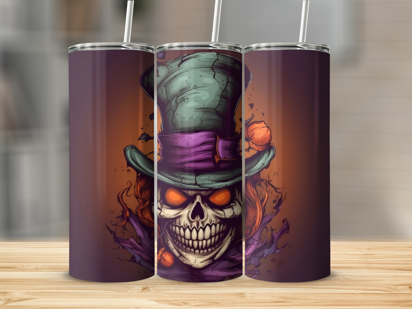 Halloween Skull with Top Hat Insulated Tumbler