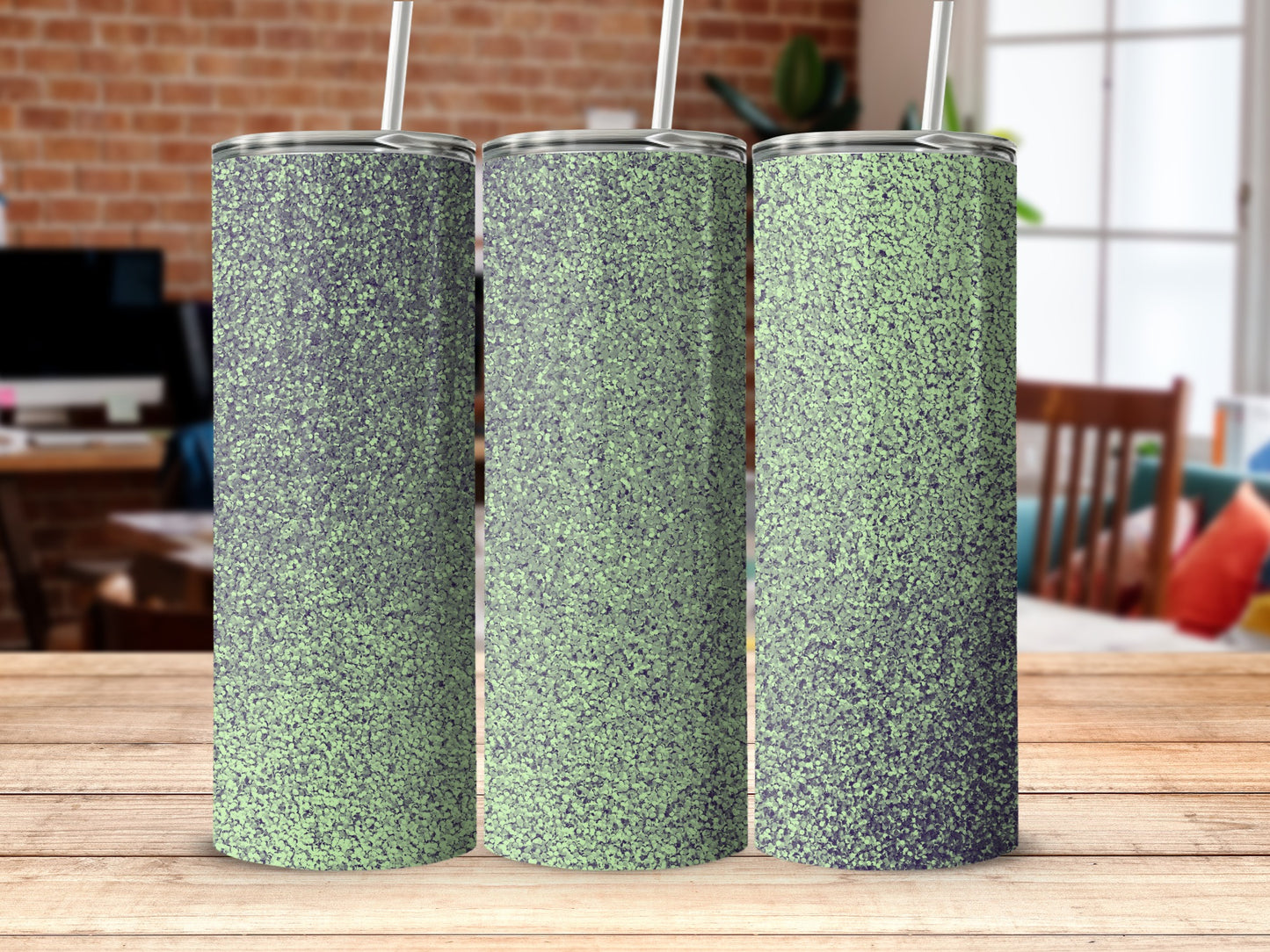 Glittery Green and Black Tall Tumblers