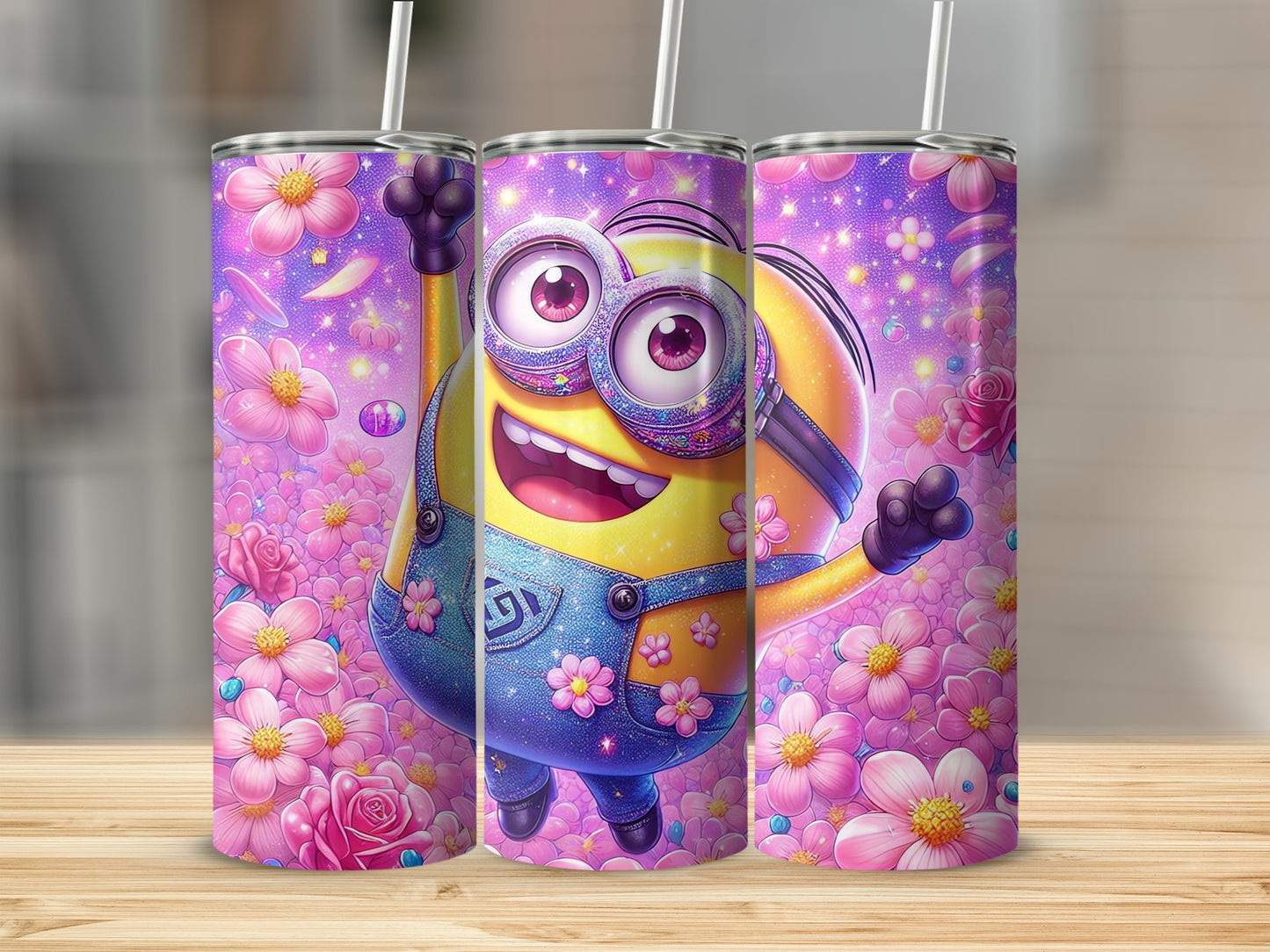 Sparkling Cartoon Character Themed Drink Tumblers