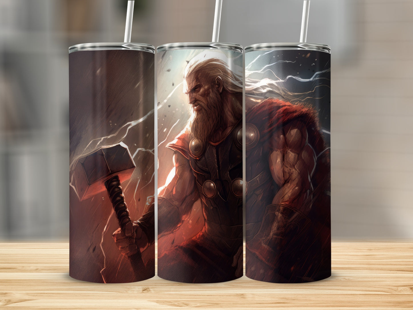 Epic Hammer Wielding Norse God Travel Tumbler
