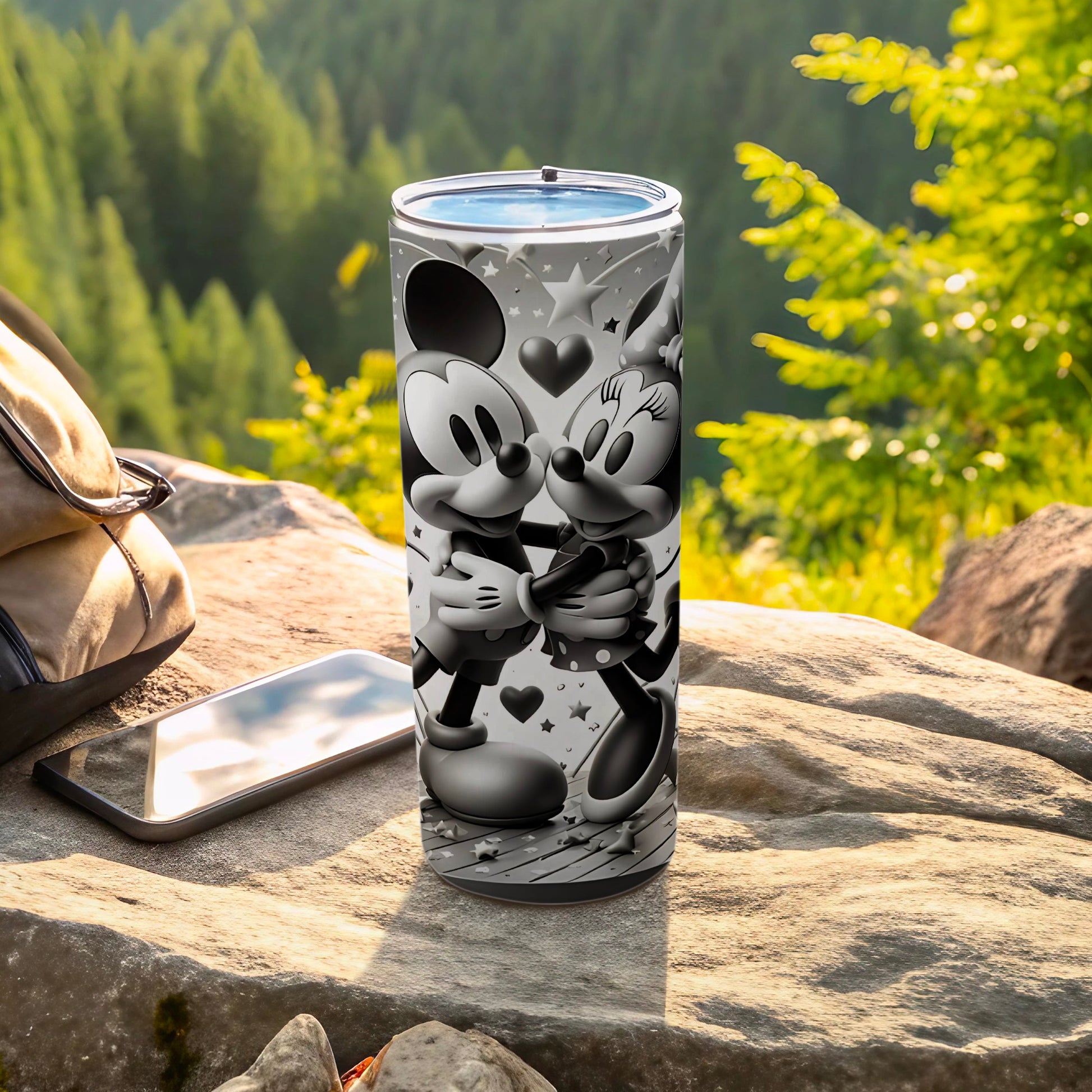 Mickey and Minnie Mouse Hugging Art Tumbler