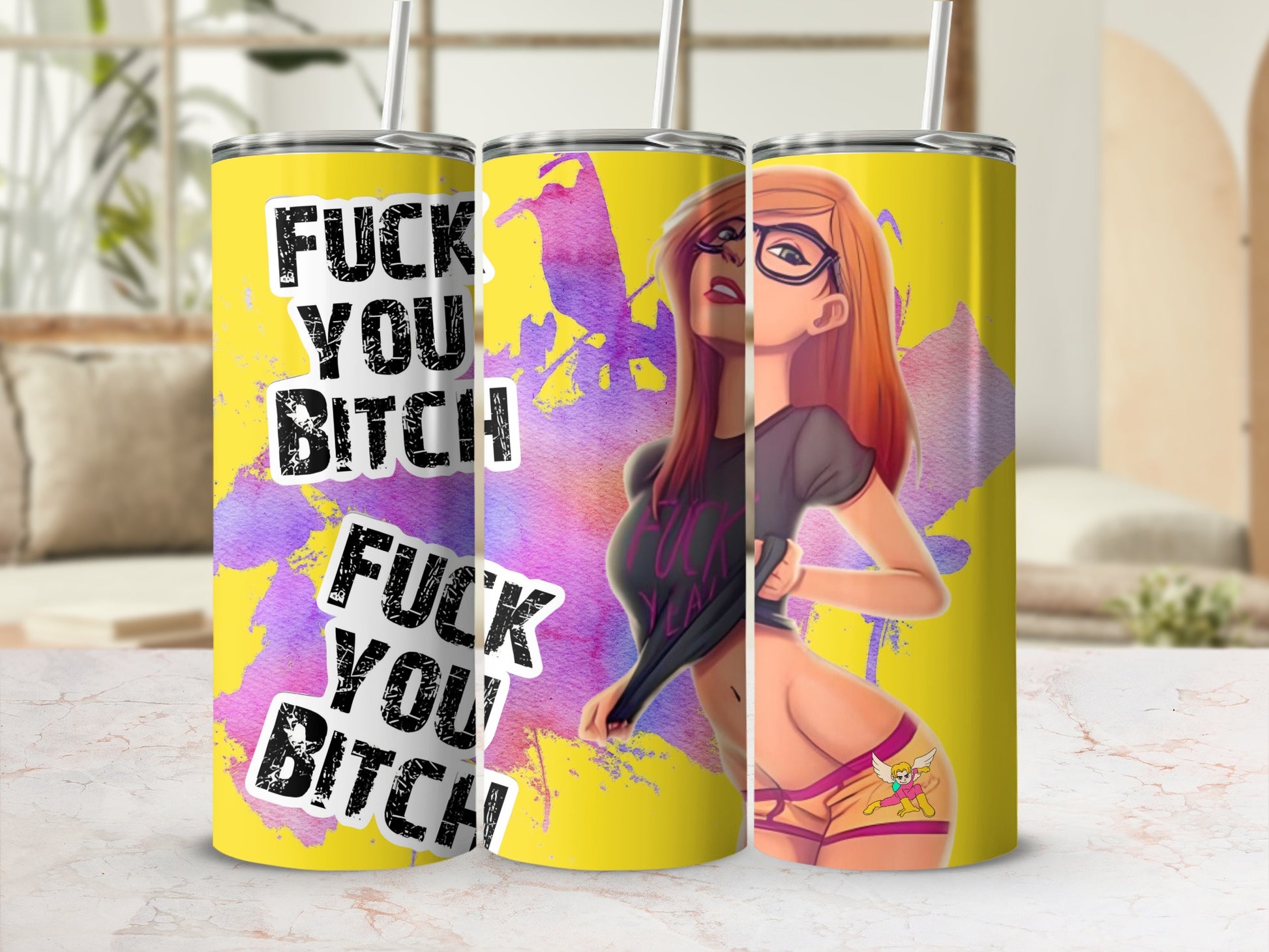 Edgy Graphic Design Fuck You Bitch Tumbler