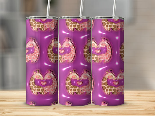 Cute Pink and Purple Animal Pattern Tumbler Design
