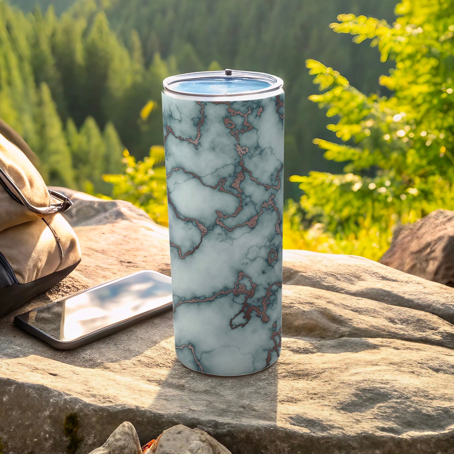 Blue Grey Rose Gold Marble Pattern Tumbler product type