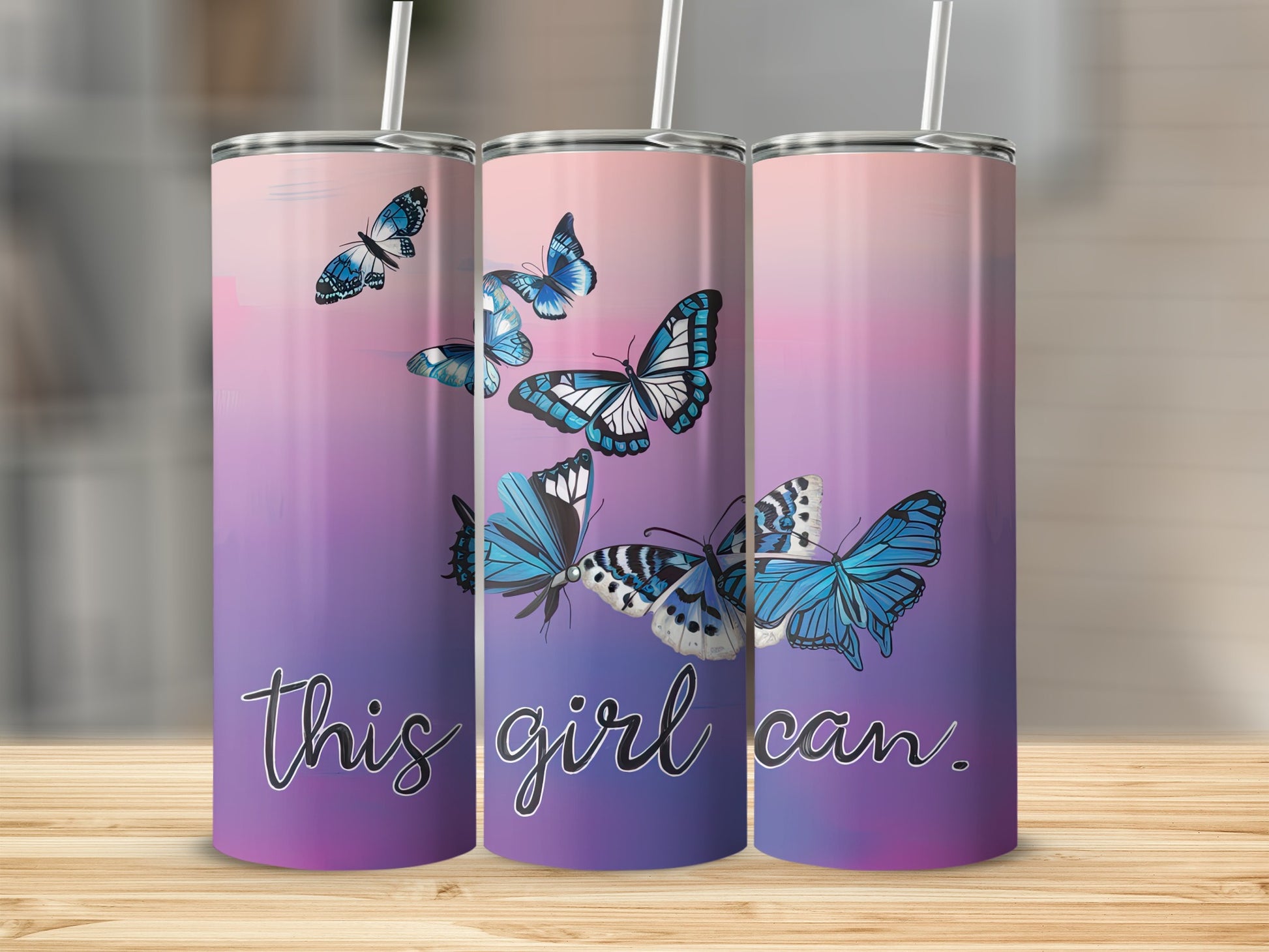 This Girl Can Butterfly Design Insulated Tumbler