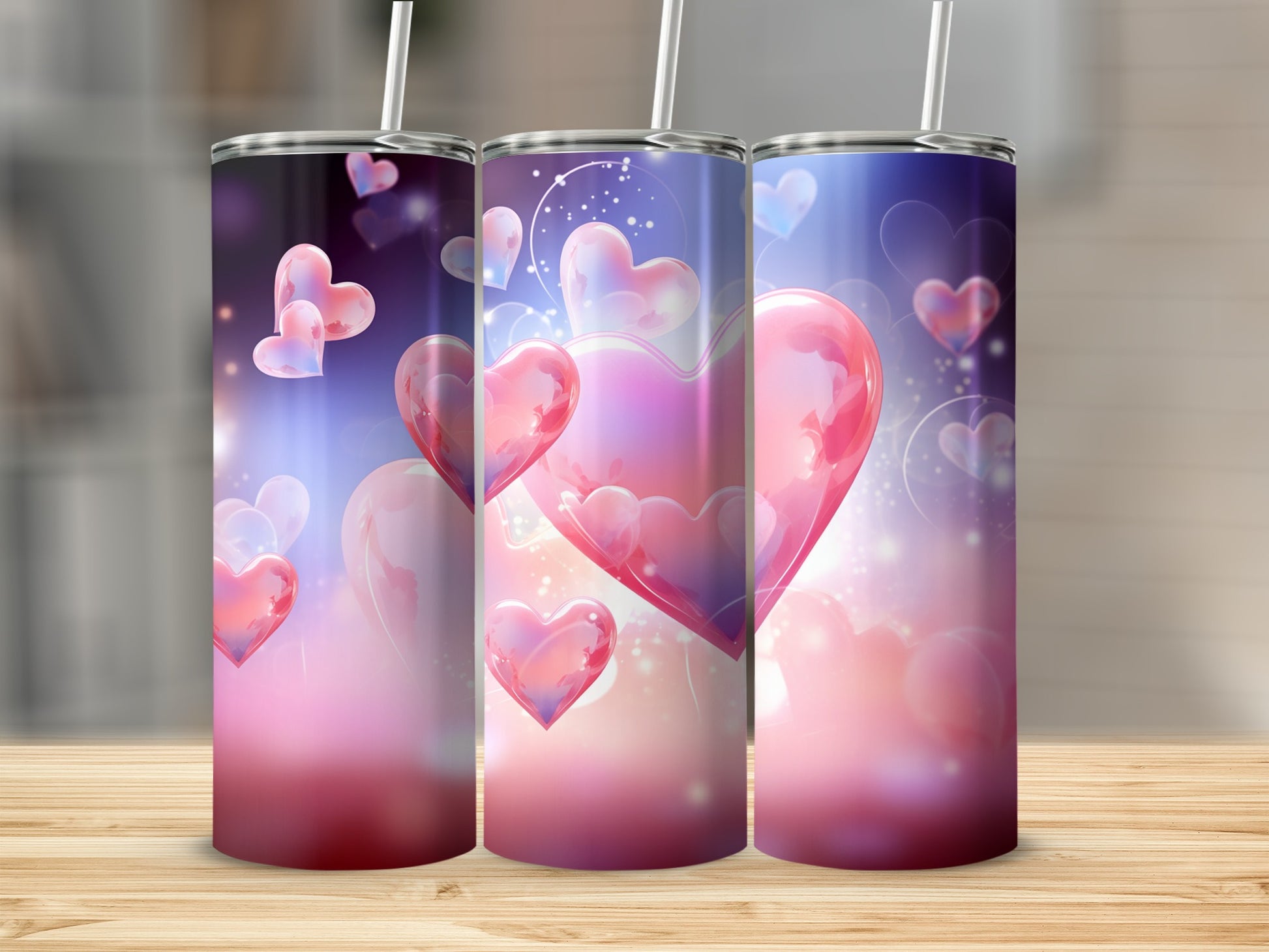 Heart Filled Artistic Tumbler for Valentine's Gift