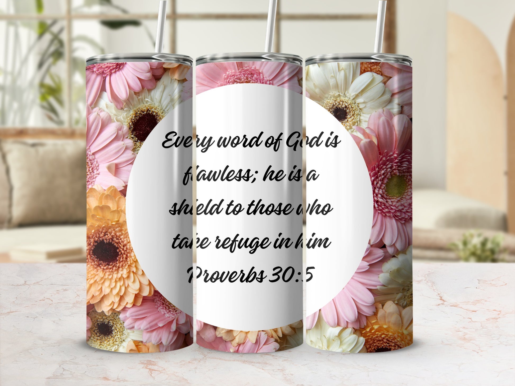 Proverbs 30 5 Every Word of God Floral Insulated Cup