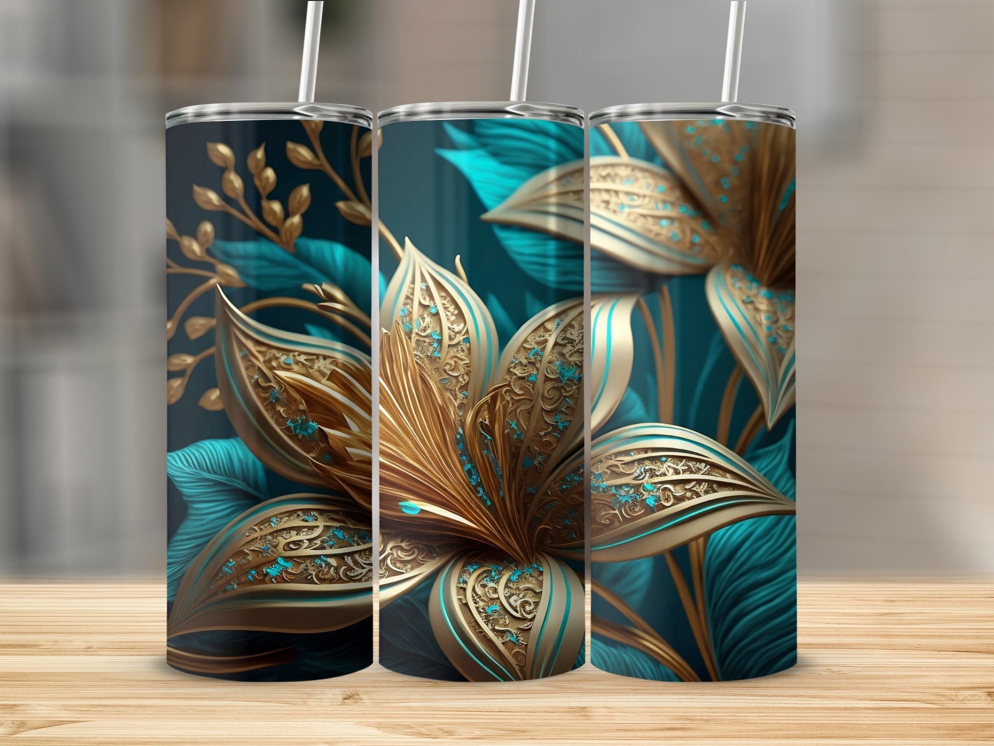 Elegant Botanical Floral Design Tumbler Product