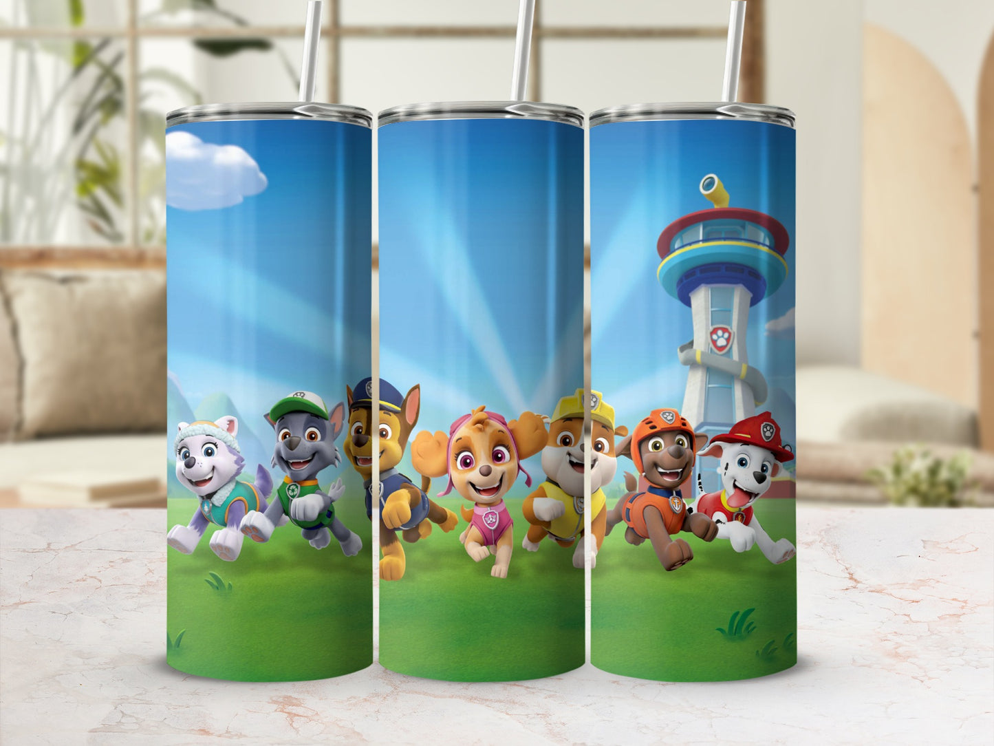 Paw Patrol Themed Tumbler with Straw for Kids