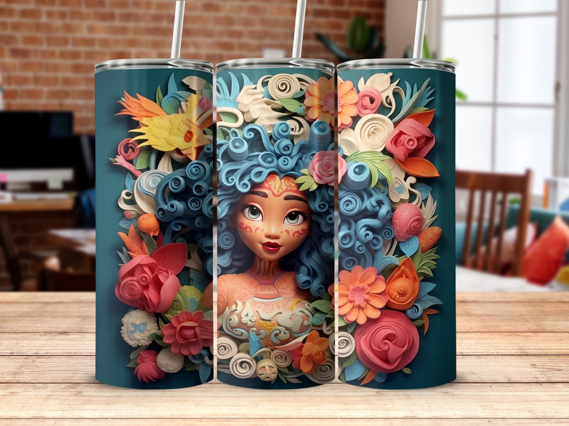 Vibrant Floral Face Design Decorative Drinkware Tumbler