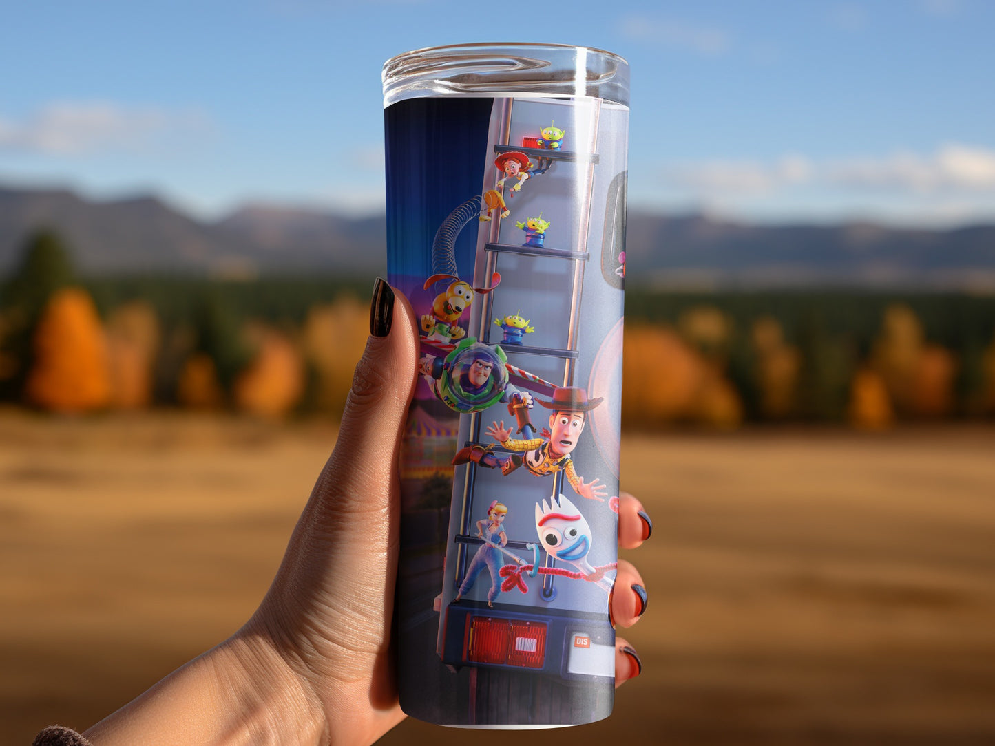 Toy Story 4 Characters On RV Exterior At Amusement Park Tumblers