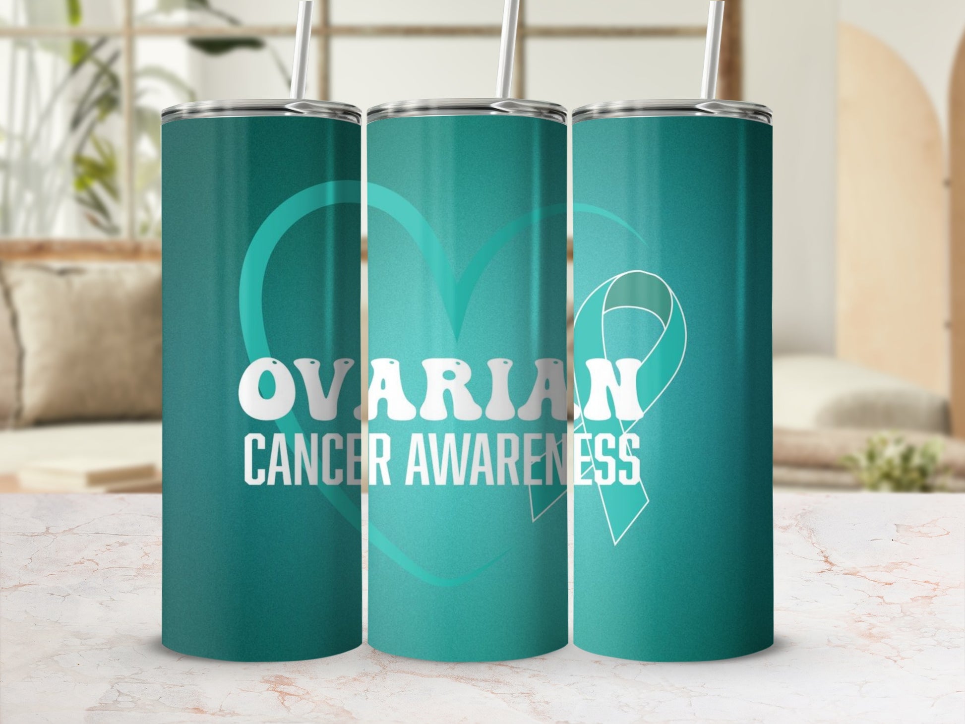 Ovarian Cancer Awareness Teal Tumbler Gift for Awareness