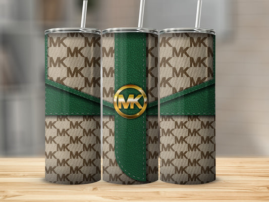 Stylish Green and Brown Patterned MK Tumbler