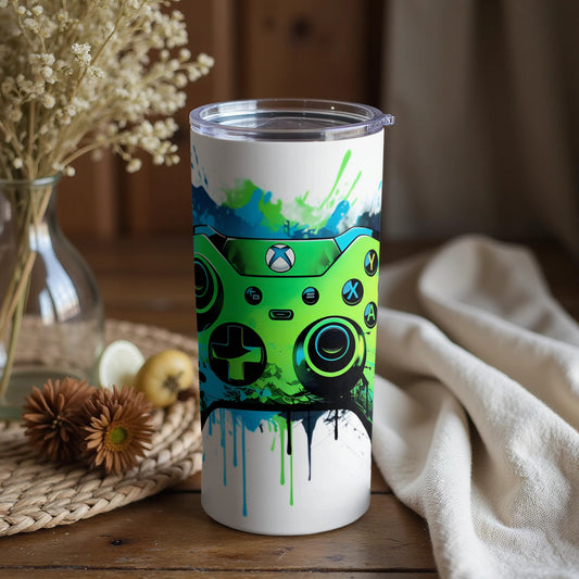 Colorful Gaming Inspired Tumbler for Beverage Enthusiasts