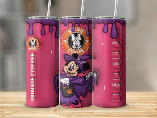 Cute Minnie Coffee Tumbler with Colorful Drip Design