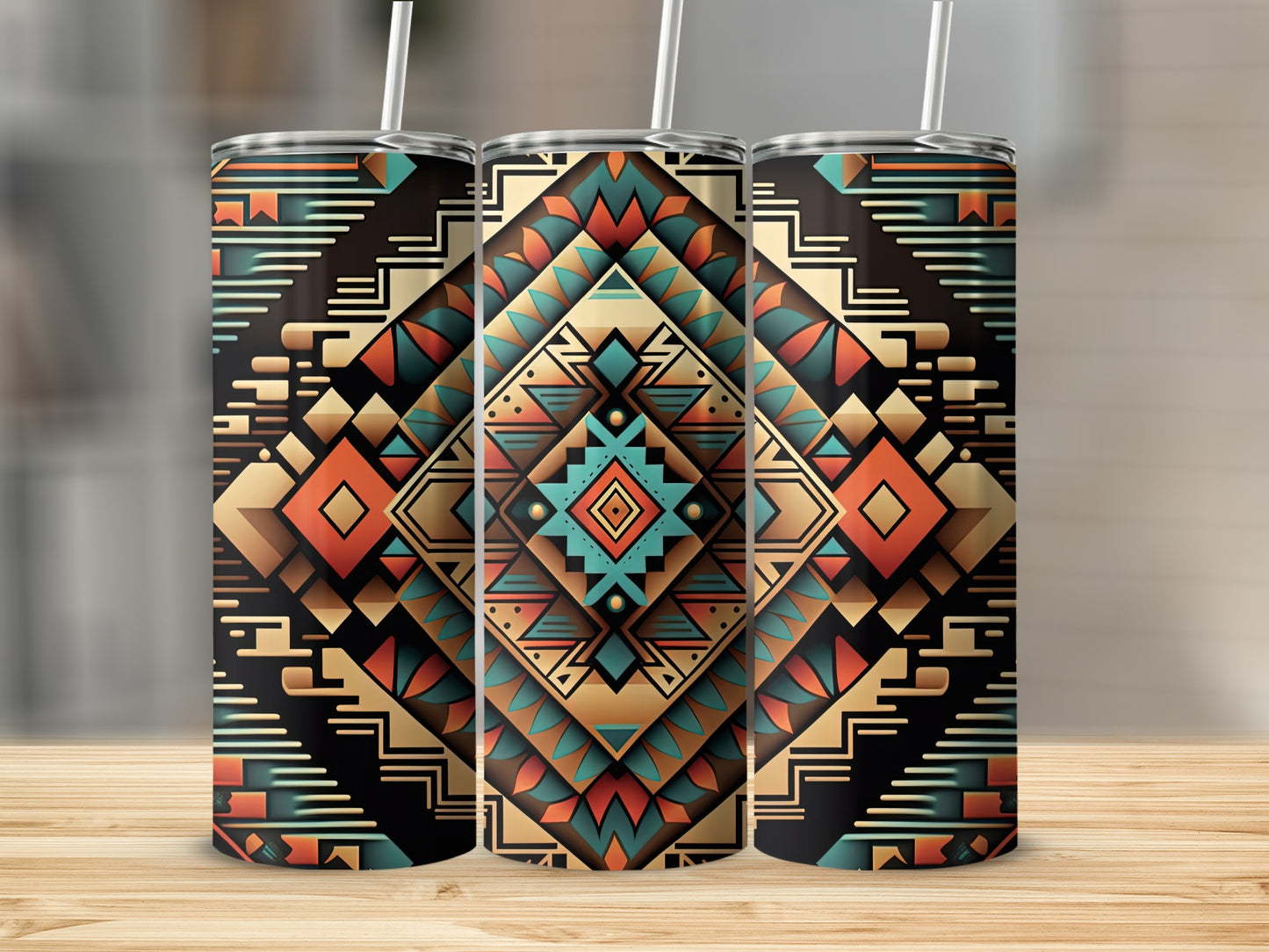 Vibrant Tribal Design Geometric Pattern Tumbler Product