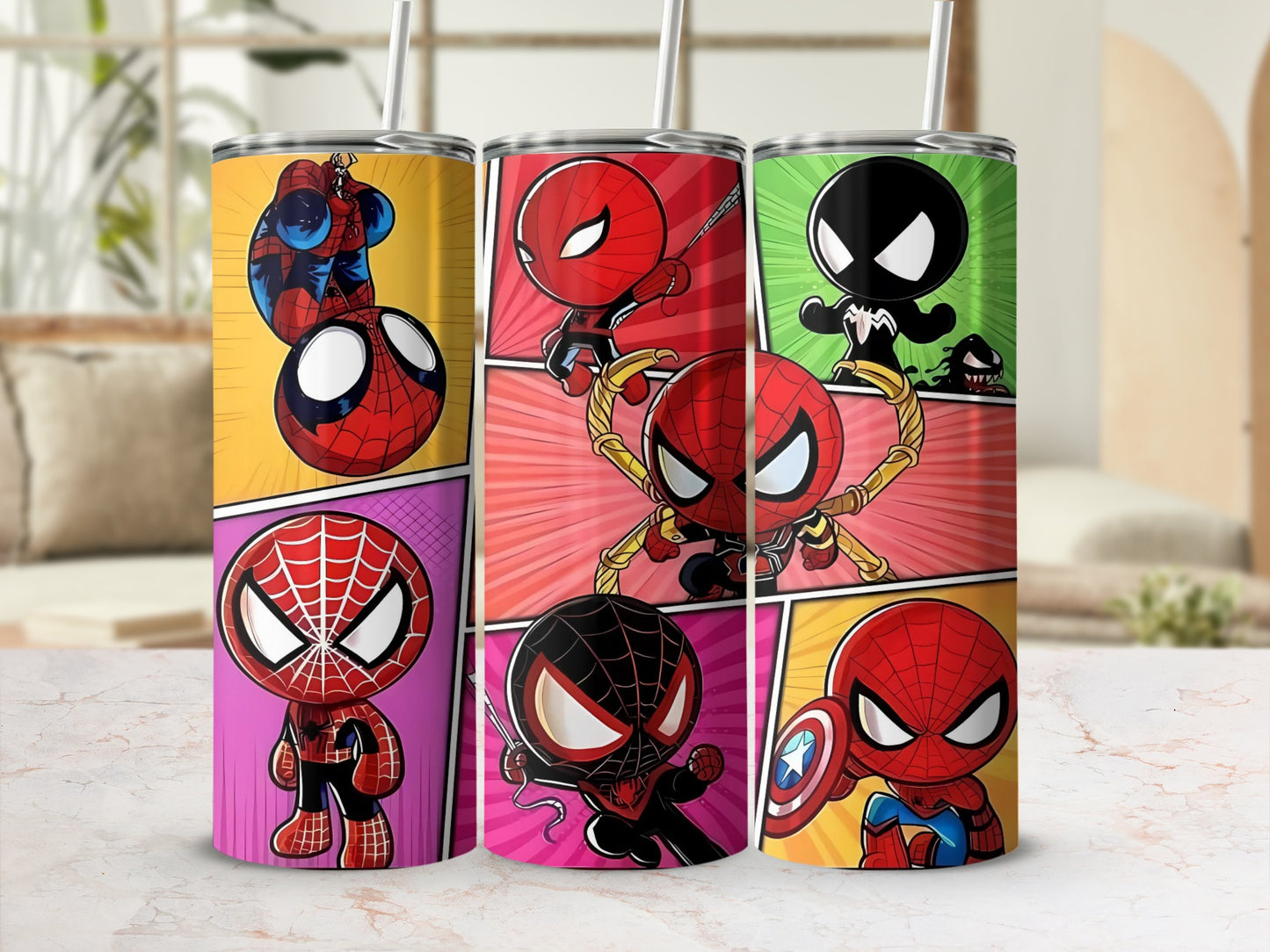 Colorful Comic Style Hero Character Tumbler Collection