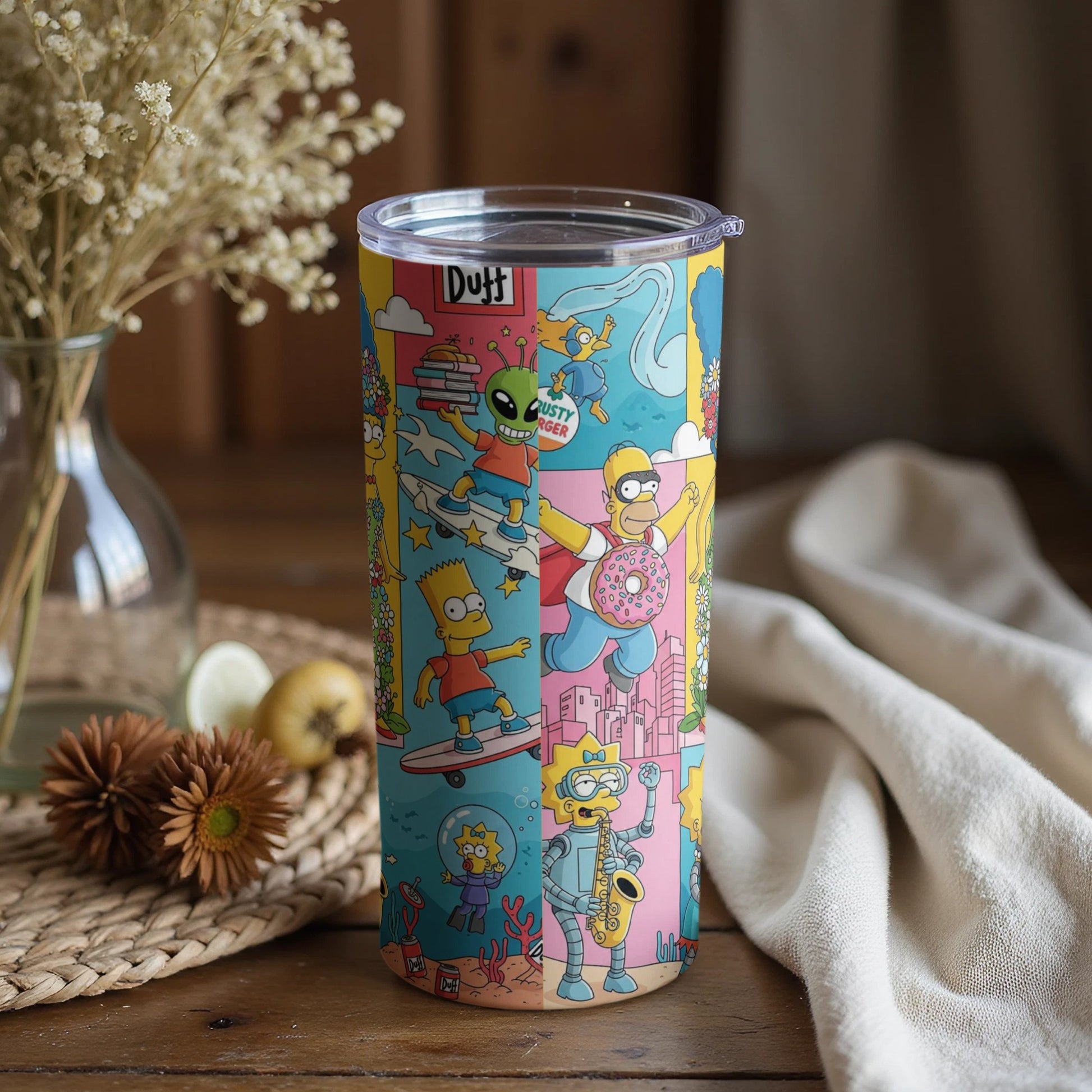 Colorful Cartoon Characters Motif Insulated Tumbler