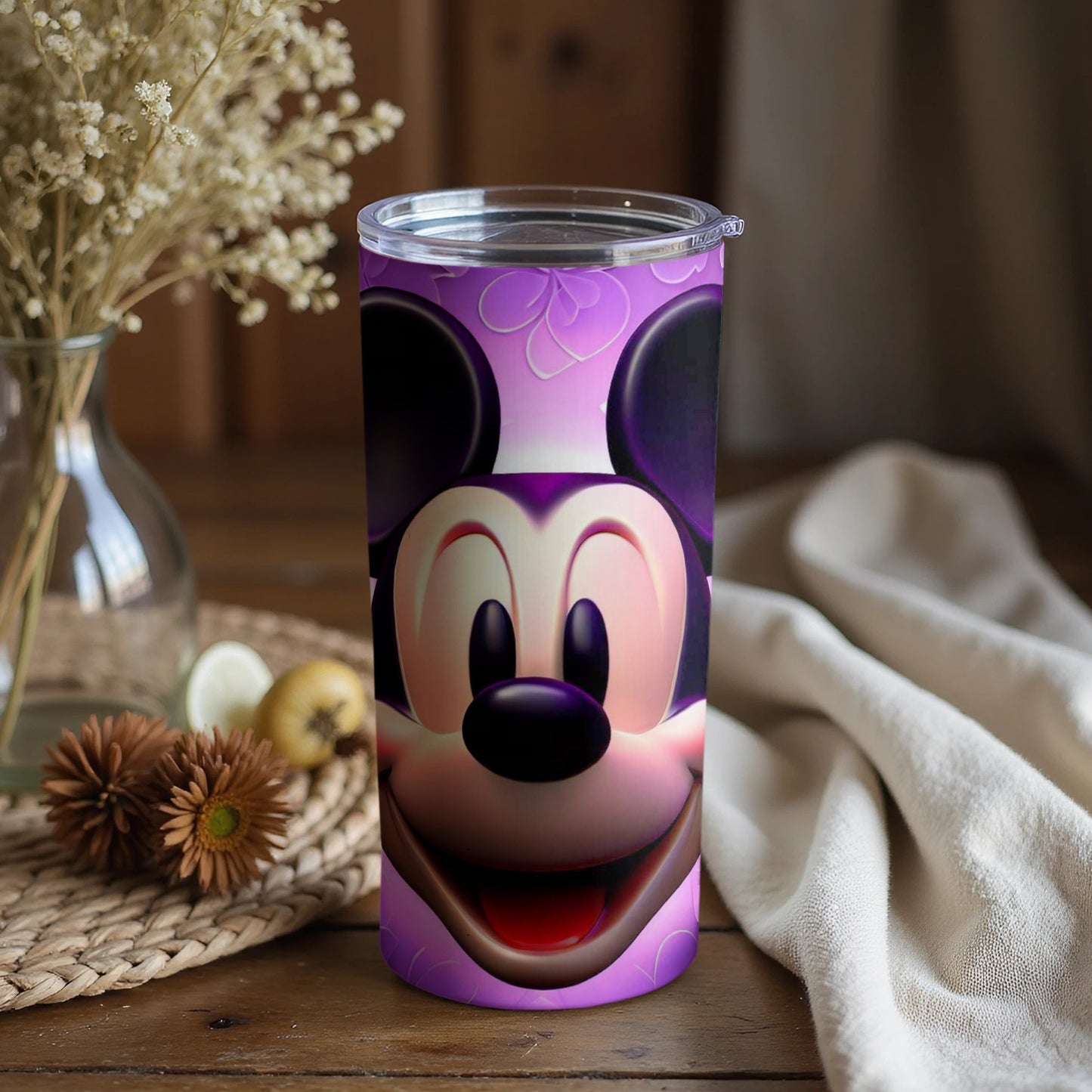 Purple Mickey Mouse Design Insulated Tumbler Cup