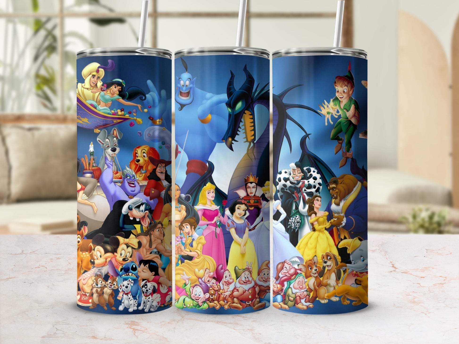 Iconic Animated Characters on Colorful Tumblerproduct