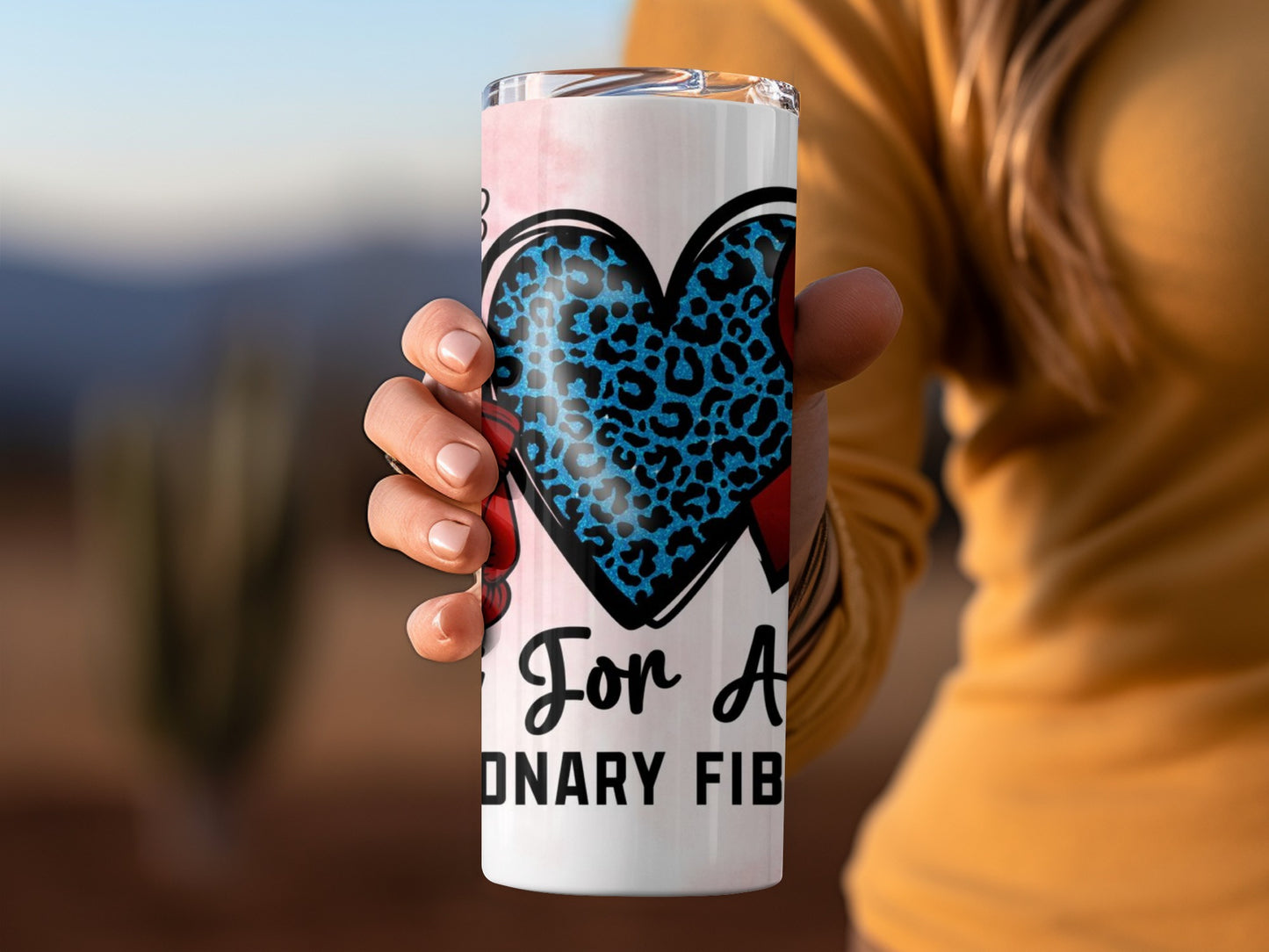 Blue Leopard Heart Design Stainless Steel Tumbler