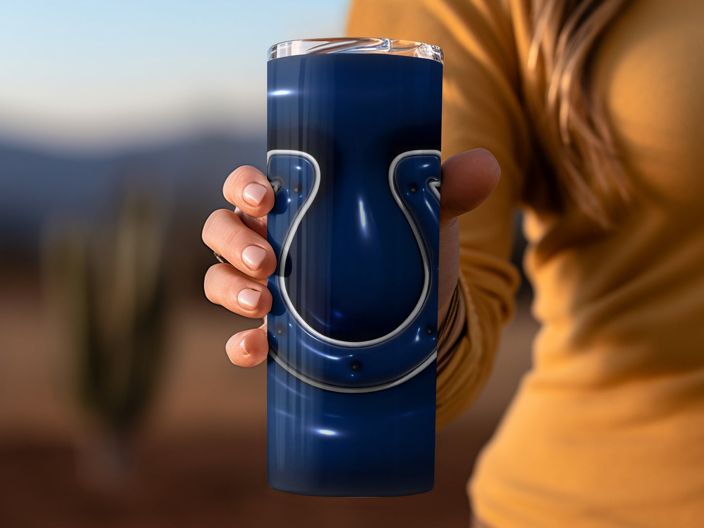 Indianapolis Colts Horseshoe Graphic Design Blue Tumblers
