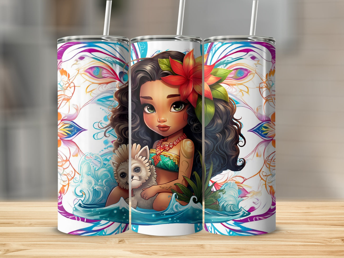 Vibrant Tropical Girl Art Insulated Tumbler Cup