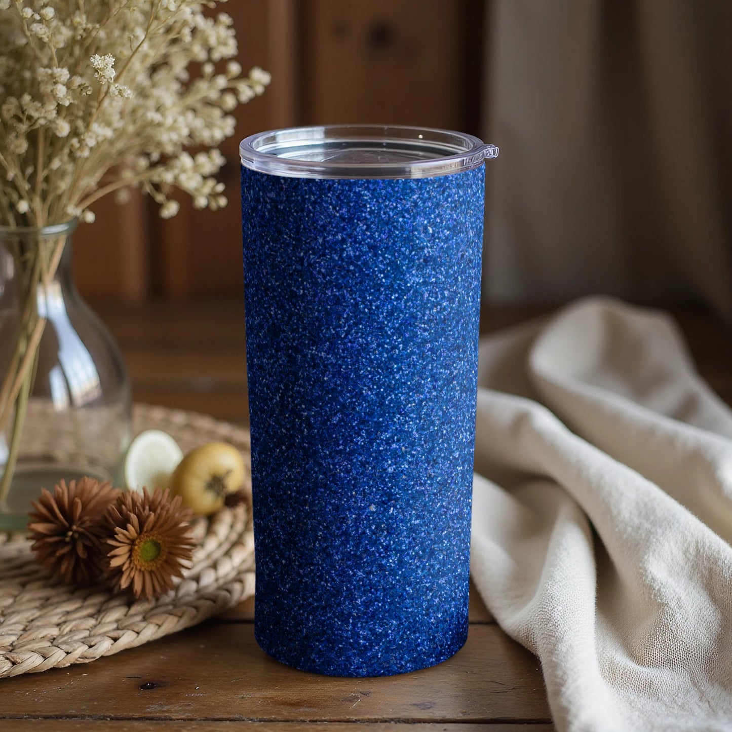 Glittery Blue Tumbler for Stylish Beverage Enjoyment