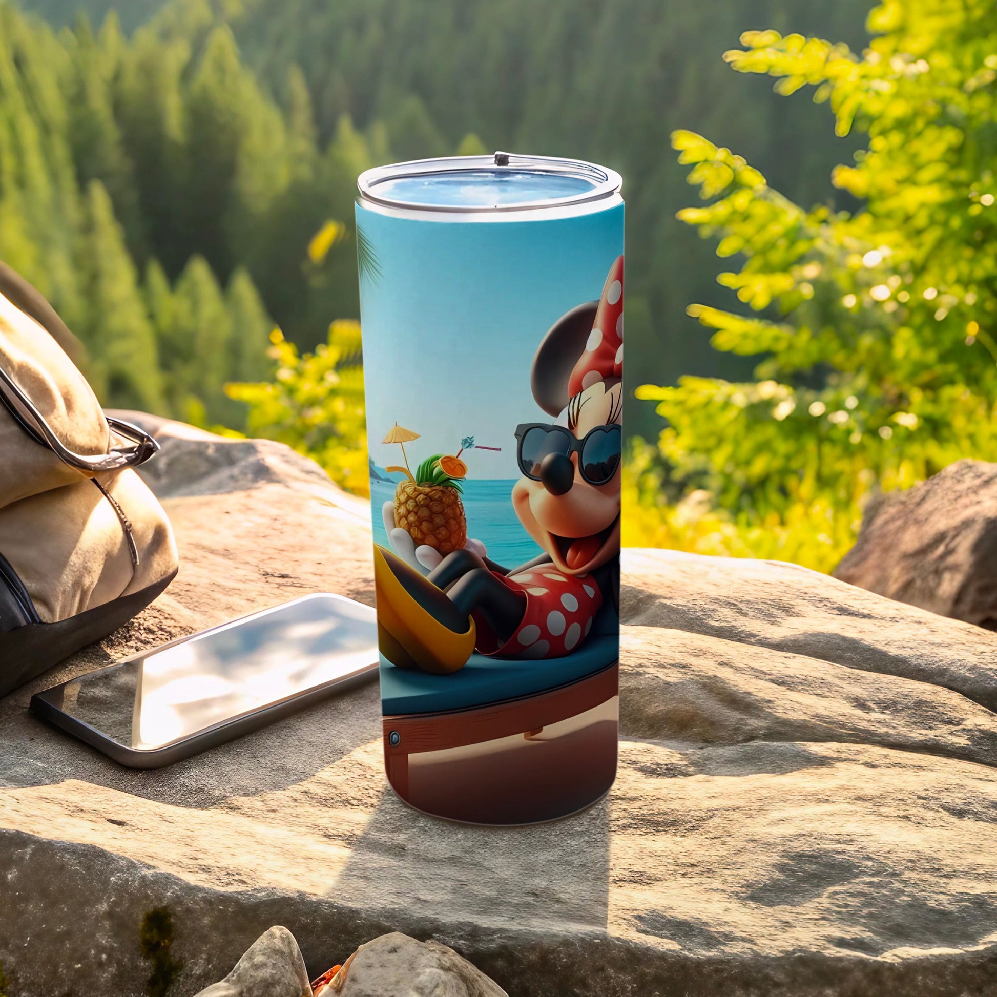 Relaxed Minnie Mouse Tropical Travel Tumbler Cup