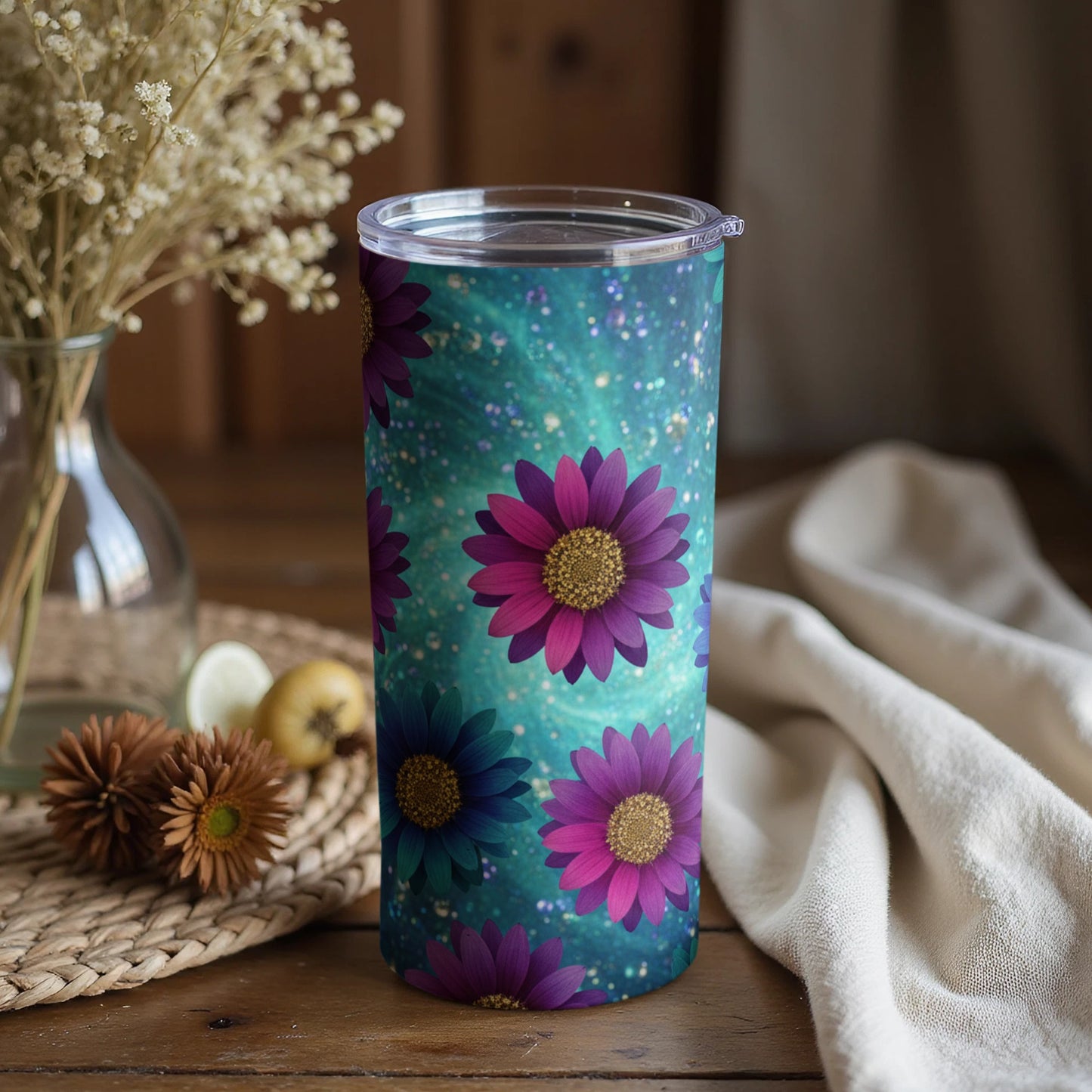Vibrant Floral Patterned Tumbler with Lid product