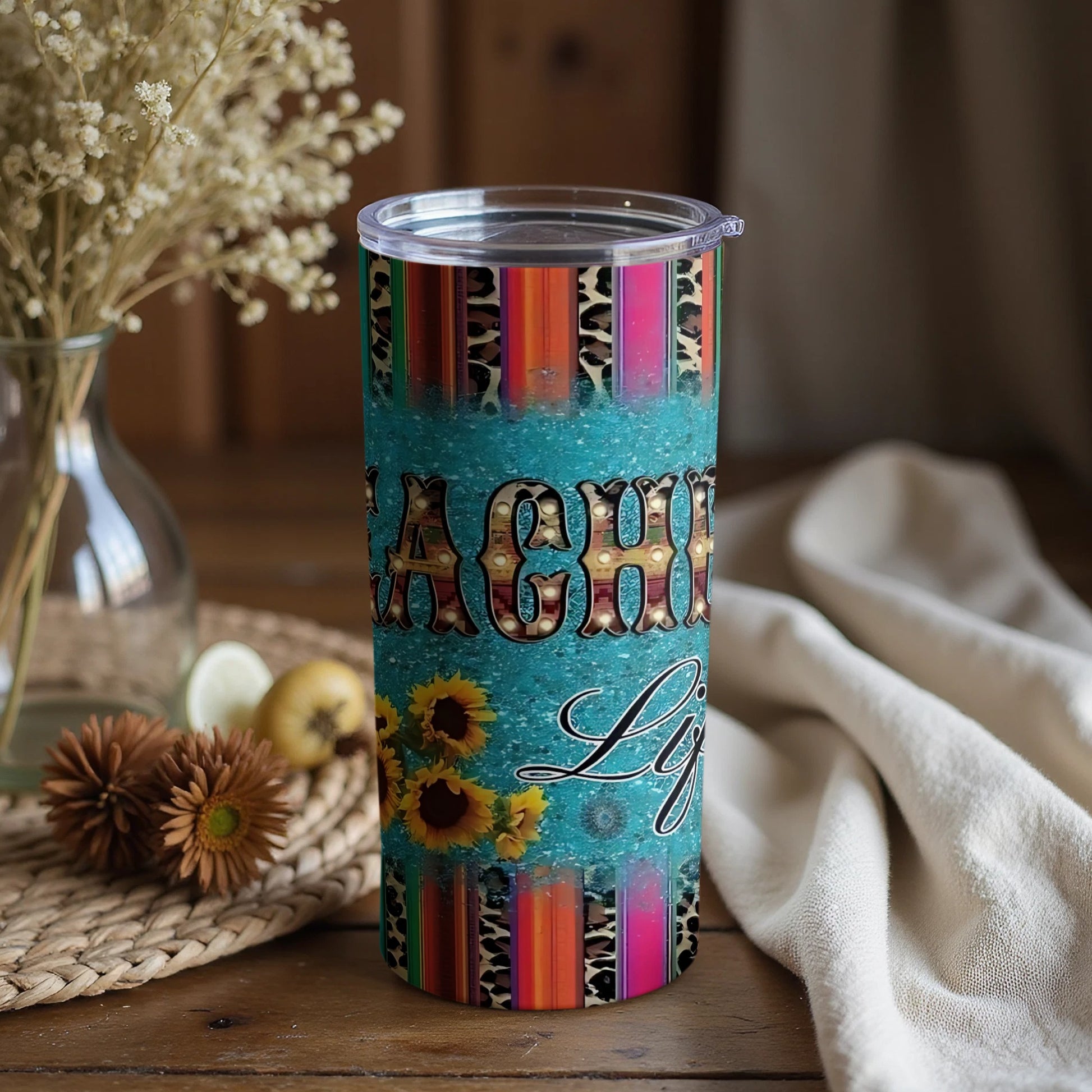 Sunflower La Chingona Life Colorful Tumbler Product