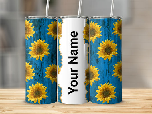 Sunflower Themed Customizable Tumbler with Name Design