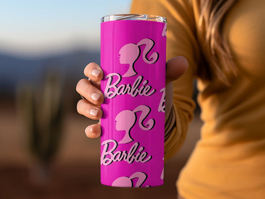 Barbie Silhouette Pattern in Pink Shades Tumblers