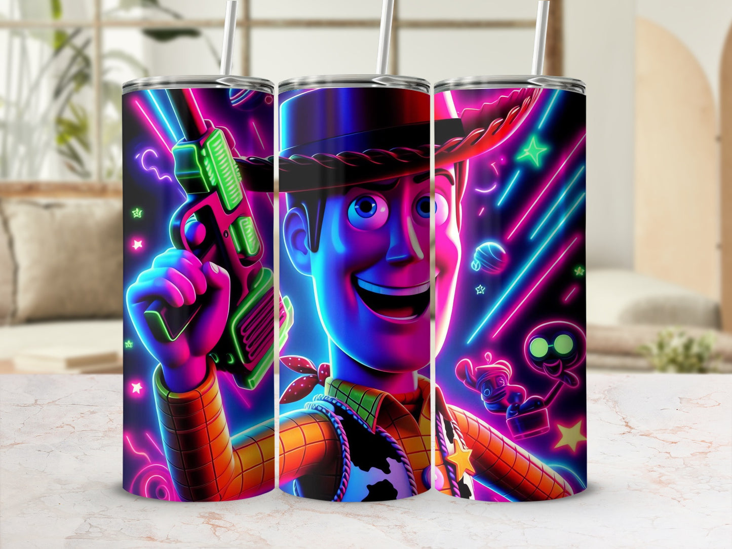 Neon Cowboy Character Stainless Steel Tumbler Cup