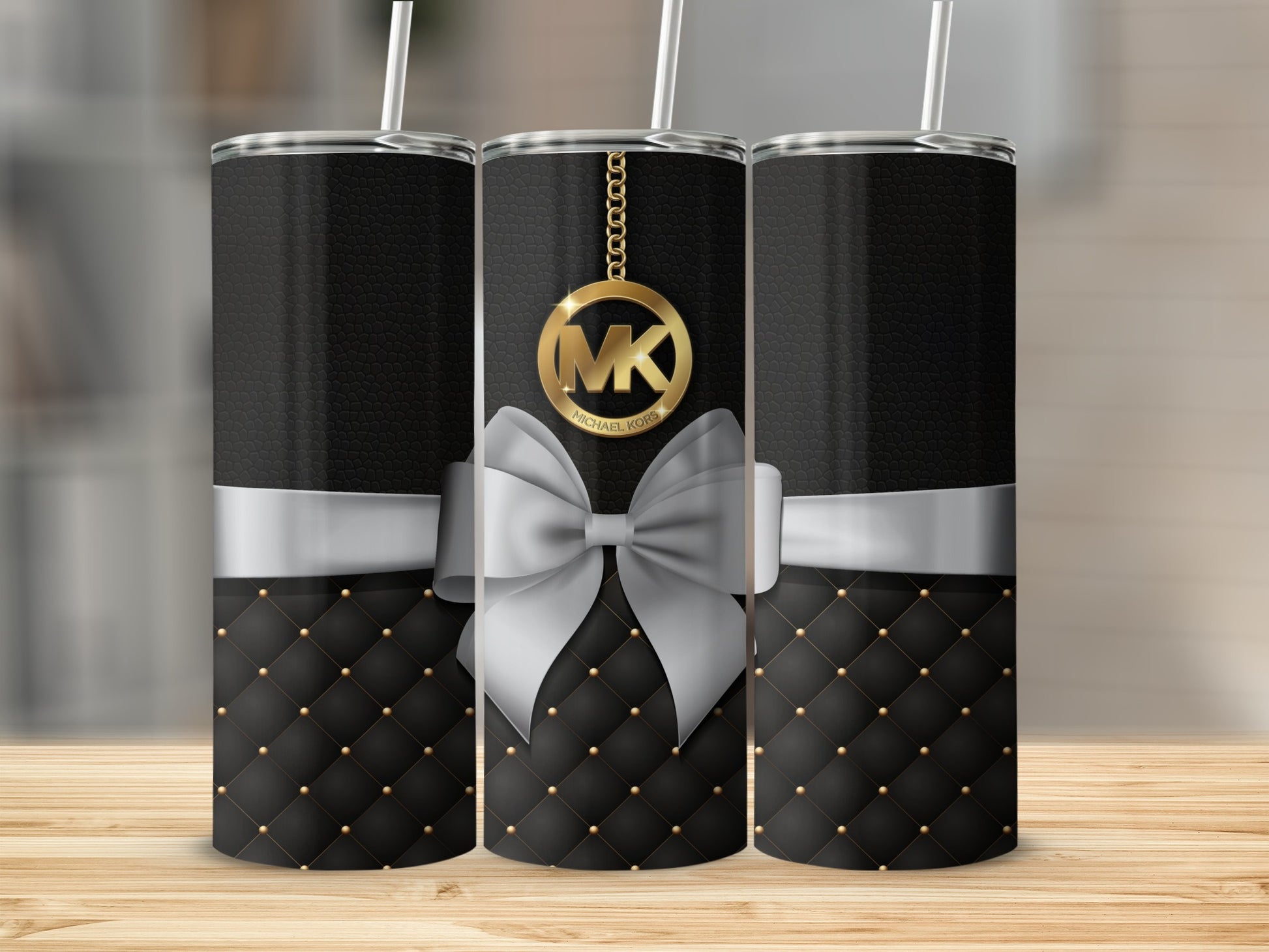 Elegant Black and Gold Tumbler with Bow Design Tumbler