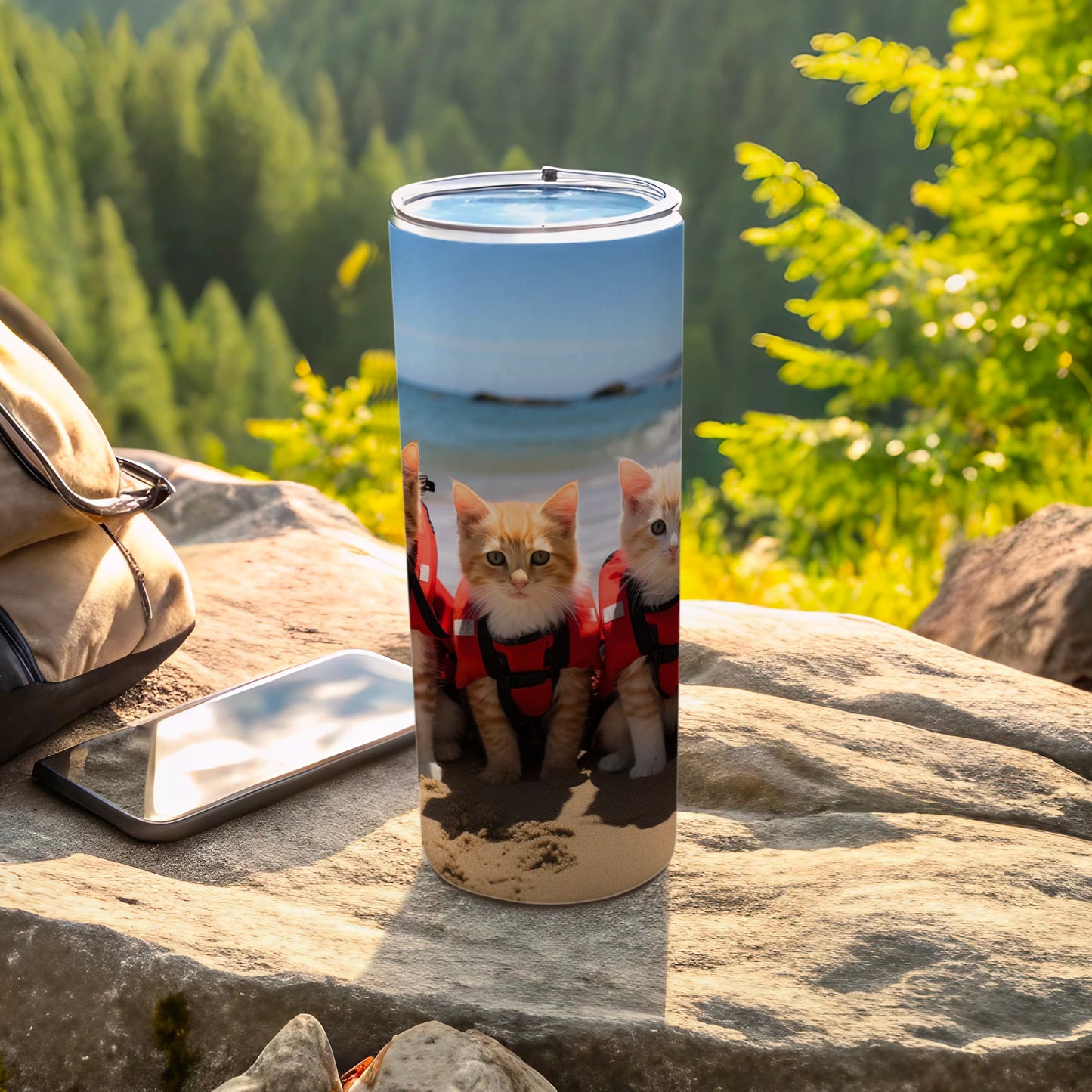 Adorable Kittens Life Vests Beach Scene Tumbler product type