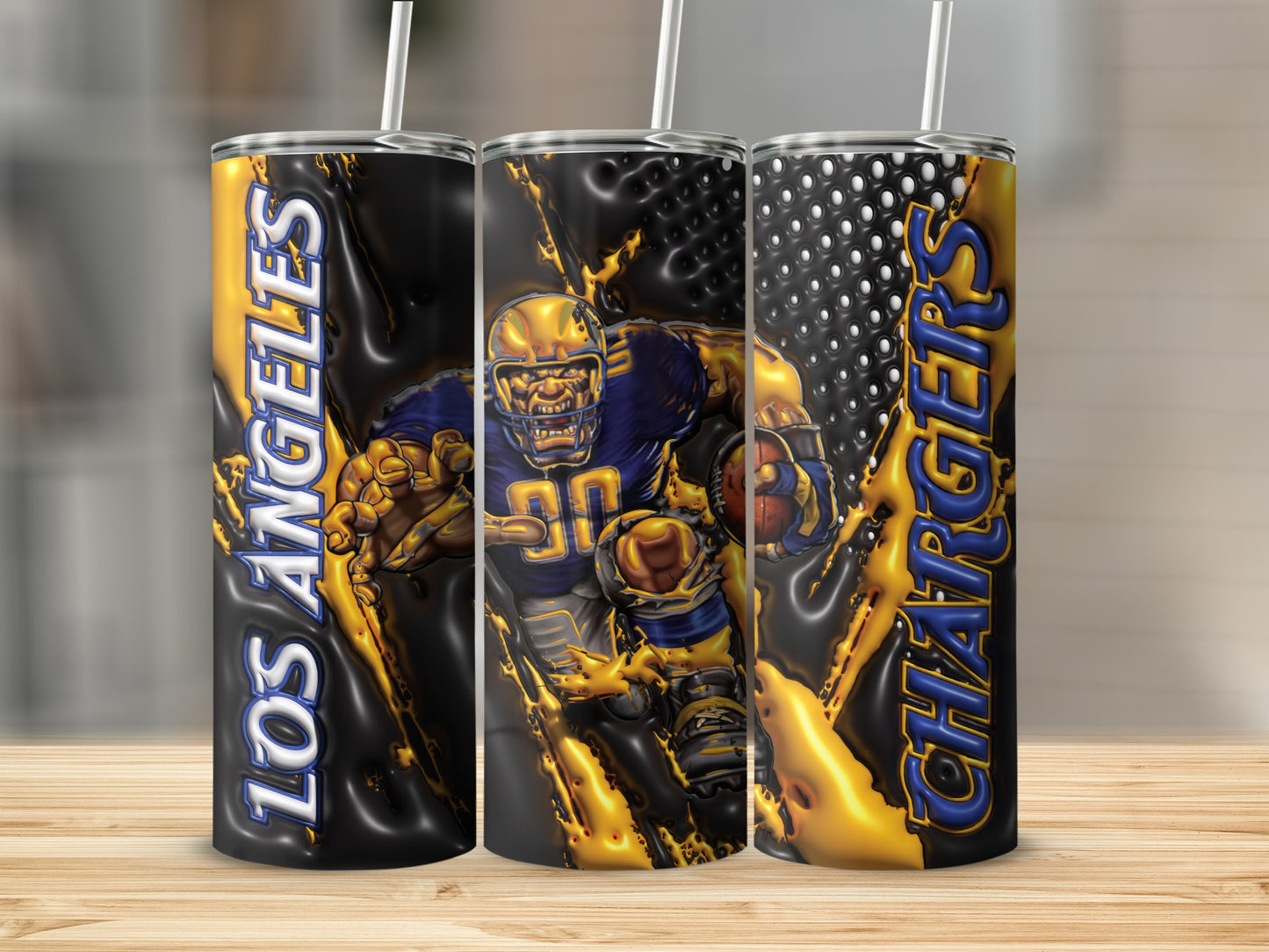 Los Angeles Chargers Football Player Running with Ball Tumblers