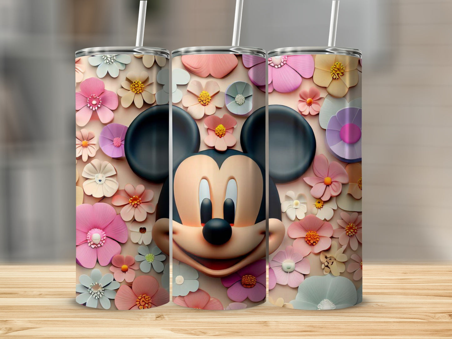 Colorful Floral Mickey Tumbler for Kids and Adults
