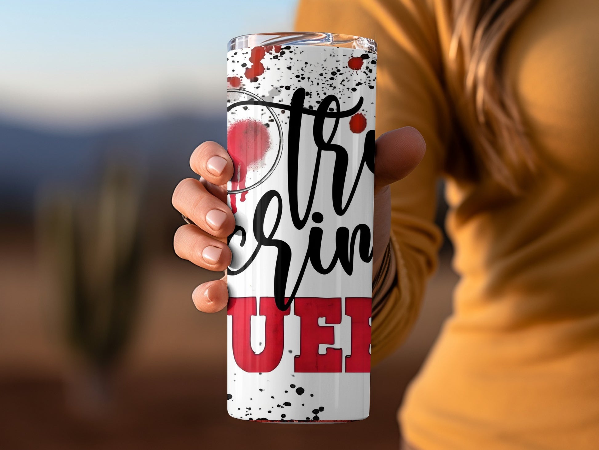Trick or Treat Queen Travel Tumbler With Blood Splatter