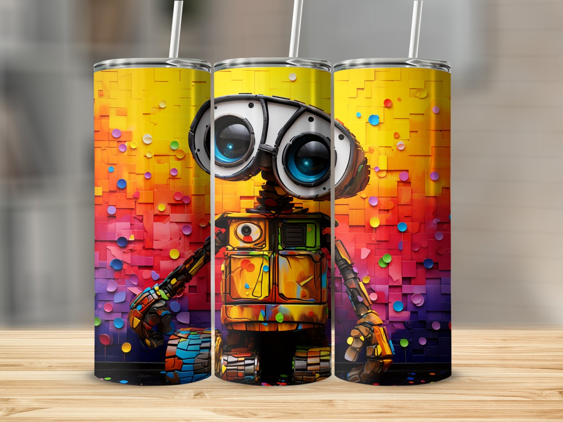 Colorful Cartoon Robot Design Stainless Steel Tumbler
