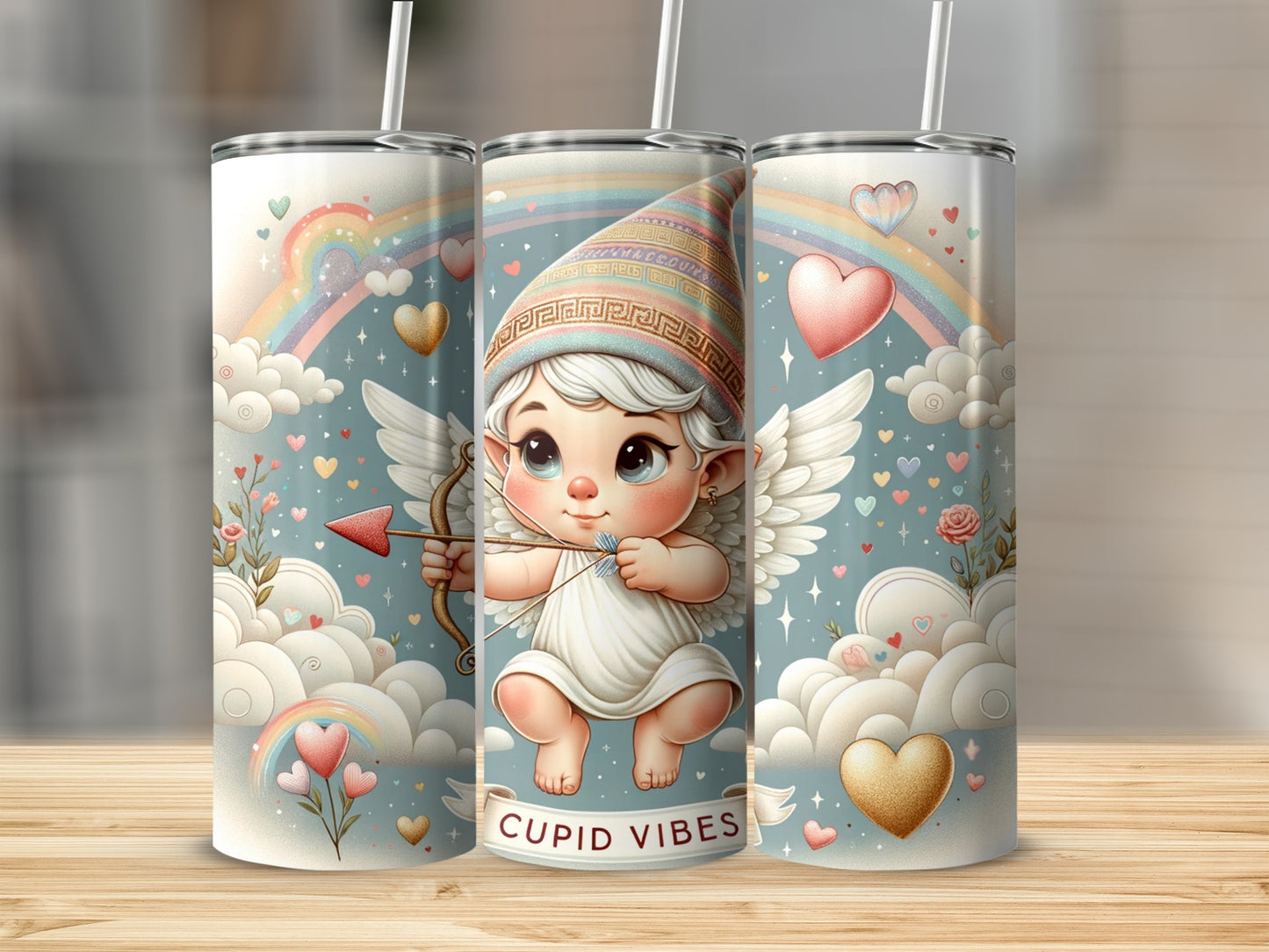 Cupid Vibes Tumbler with Adorable Angel Design